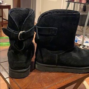 Black Ugg Booties with Belt